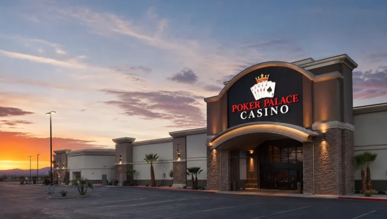 AI-generated exterior view of Poker Palace Casino North Las Vegas, North Las Vegas, Nevada.