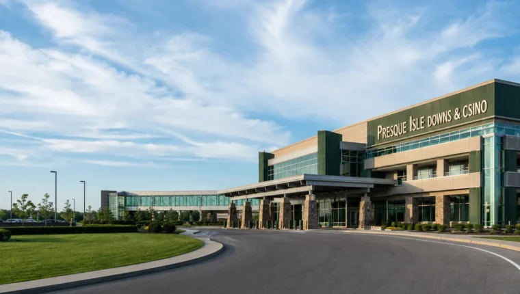 AI-generated exterior view of Presque Isle Downs Erie, Erie, Pennsylvania.