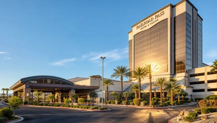 AI-generated exterior view of Railroad Pass Hotel & Casino Henderson, Henderson, Nevada.