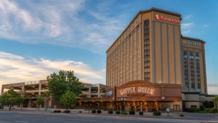 AI-generated exterior view of Ramada Copper Queen Casino Reno, Reno, Nevada.