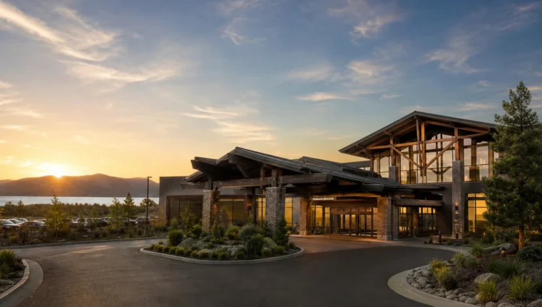 Robinson Rancheria Resort & Casino in Nice, California 81 AI-generated exterior view of Robinson Rancheria Resort & Casino Nice, Nice, California.