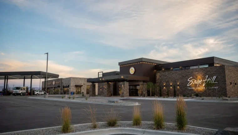AI-generated exterior view of Sage Hill Travel Center & Casino Blackfoot, Blackfoot, Idaho.