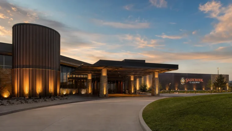 AI-generated exterior view of SaltCreek Casino Pocasset, Pocasset, Oklahoma.