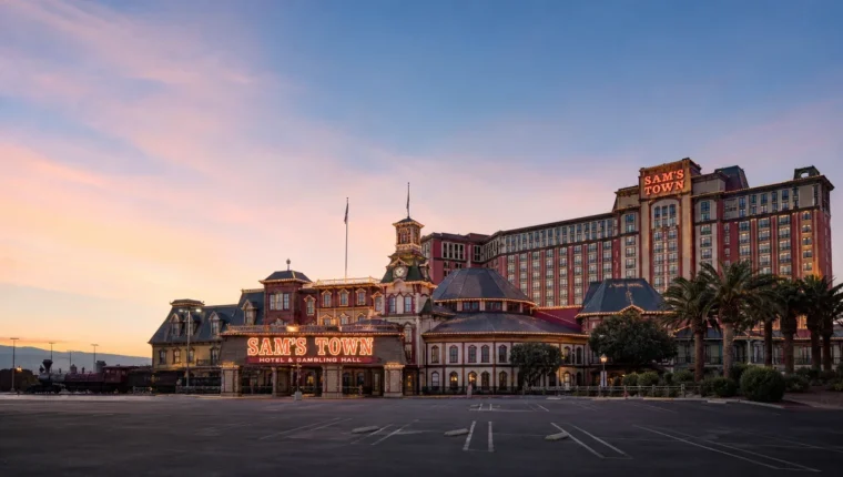 AI-generated exterior view of Sam's Town Hotel & Gambling Hall Las Vegas, Las Vegas, Nevada.