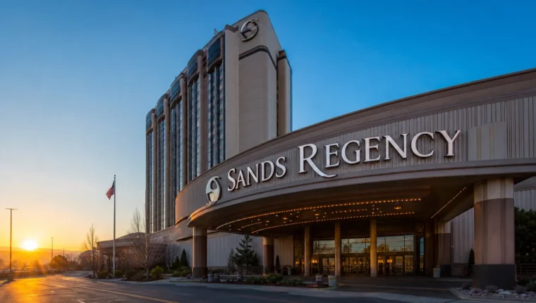 AI-generated exterior view of Sands Regency Casino Reno, Reno, Nevada.