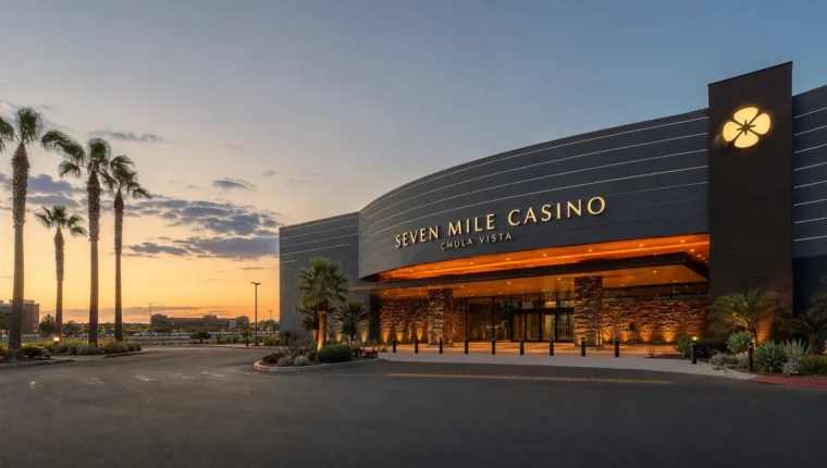 Seven Mile Casino Chula Vista: Games, Dining & Visitor Guide 86 AI-generated exterior view of Seven Mile Casino Chula Vista, Chula Vista, California.
