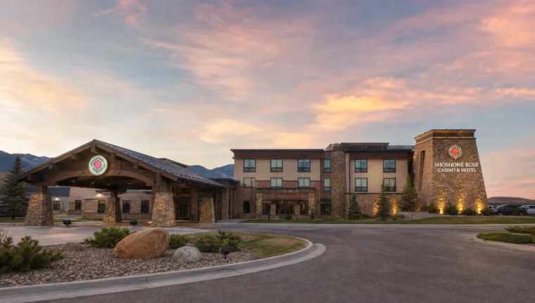 Shoshone Rose Casino & Hotel Lander, Wyoming 3 AI-generated exterior view of Shoshone Rose Casino & Hotel Lander, Lander, Wyoming.