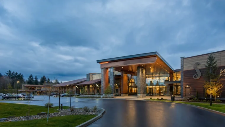 AI-generated exterior view of Silver Reef Casino Resort Ferndale, Ferndale, Washington.