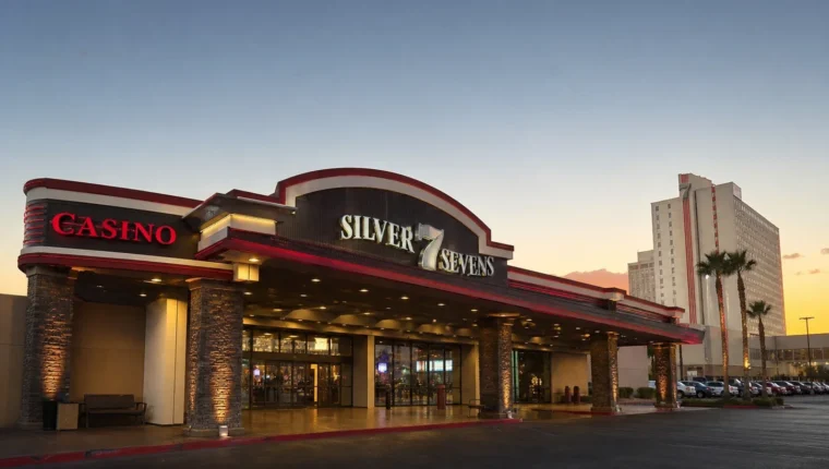 AI-generated exterior view of Silver Sevens Casino Las Vegas, Las Vegas, Nevada.