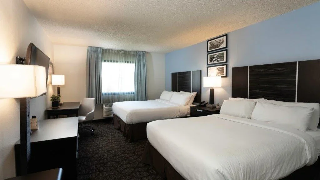 Deluxe double-queen room at Silver Sevens Casino Las Vegas.