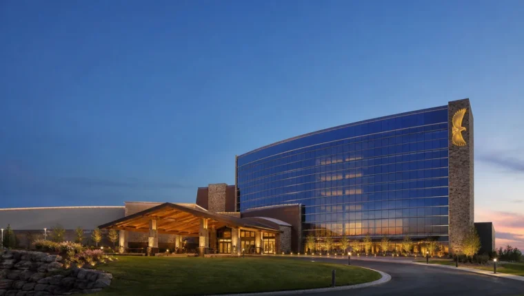 AI-generated exterior view of Soaring Eagle Casino & Resort Mt Pleasant, Mount Pleasant, Michigan.