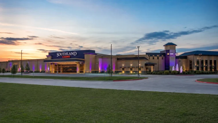 AI-generated exterior view of Southland Casino West Memphis, West Memphis, Arkansas.
