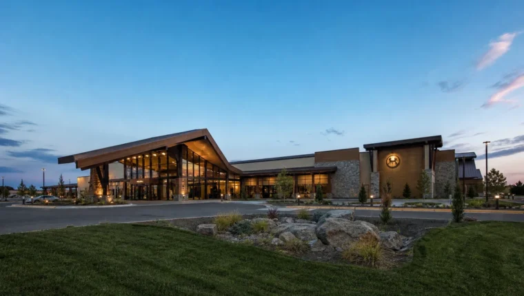 AI-generated exterior view of Spokane Tribe Casino Airway Heights, Airway Heights, Washington.