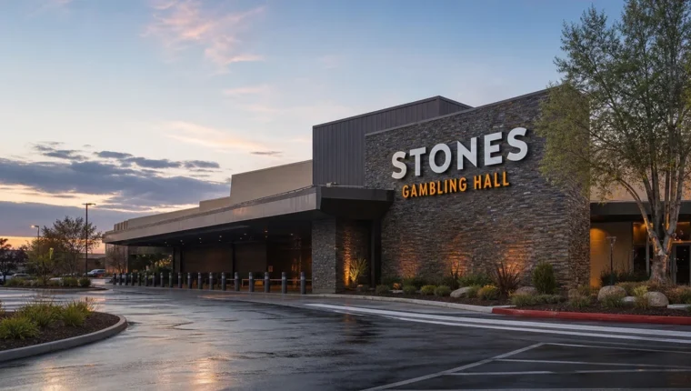 Stones Gambling Hall Citrus Heights: Poker & Visitor Guide 90 AI-generated exterior view of Stones Gambling Hall Citrus Heights, Citrus Heights, California.