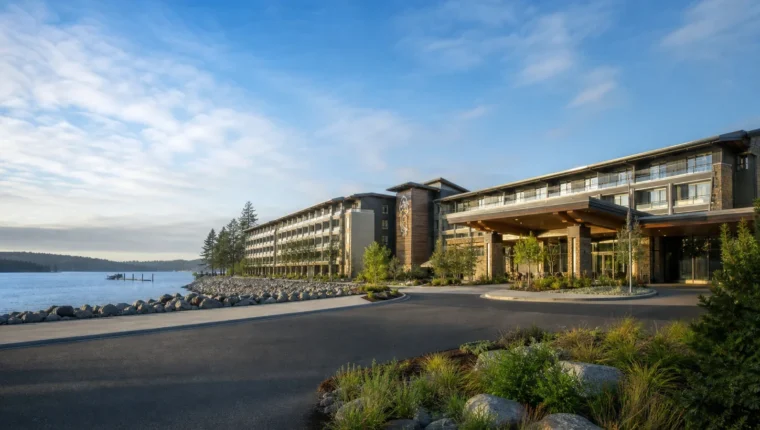 AI-generated exterior view of Suquamish Clearwater Casino Resort, Suquamish, Washington.