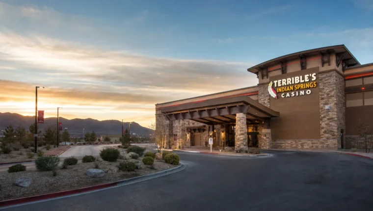 AI-generated exterior view of Terrible's Indian Springs Casino, Nevada.