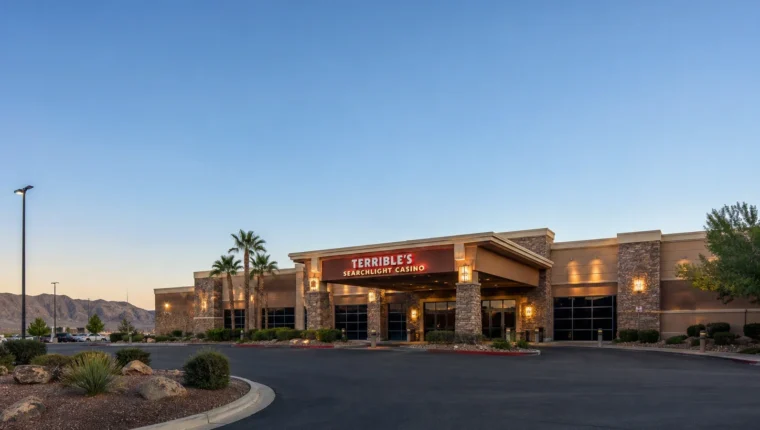 AI-generated exterior view of Terrible's Searchlight Casino, Searchlight, Nevada.