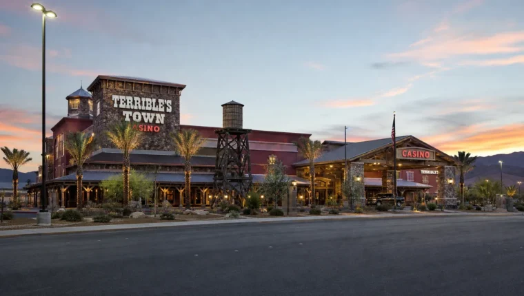 AI-generated exterior view of Terrible's Town Pahrump Casino, Pahrump, Nevada.