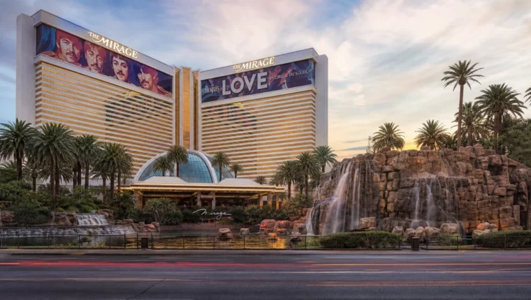 AI-generated exterior view of The Mirage Las Vegas, Las Vegas, Nevada.