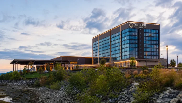 AI-generated exterior view of The Point Casino And Hotel Kingston, Kingston, Washington.