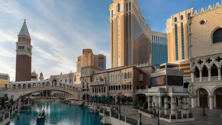 AI-generated exterior view of The Venetian Las Vegas, Las Vegas, Nevada.