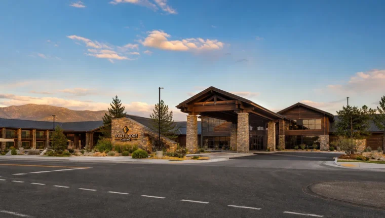 AI-generated exterior view of Topaz Lodge Casino Gardnerville, Gardnerville, Nevada.