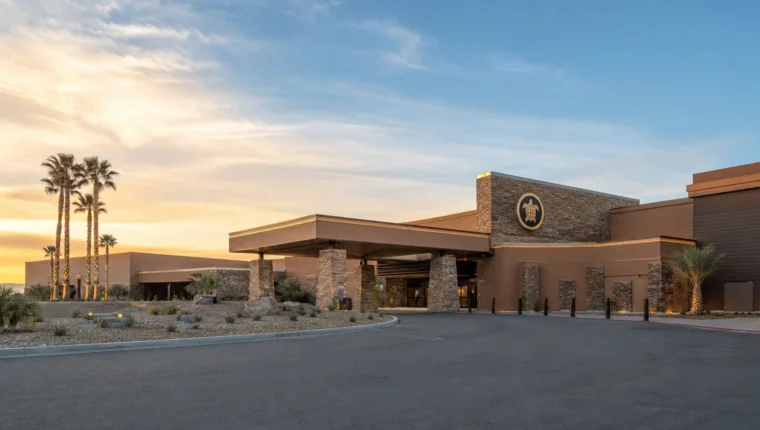 AI-generated exterior view of Tortoise Rock Casino Twentynine Palms, Twentynine Palms, California.