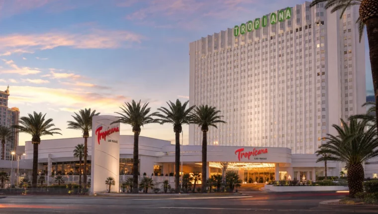 AI-generated exterior view of Tropicana Las Vegas, Las Vegas, Nevada.