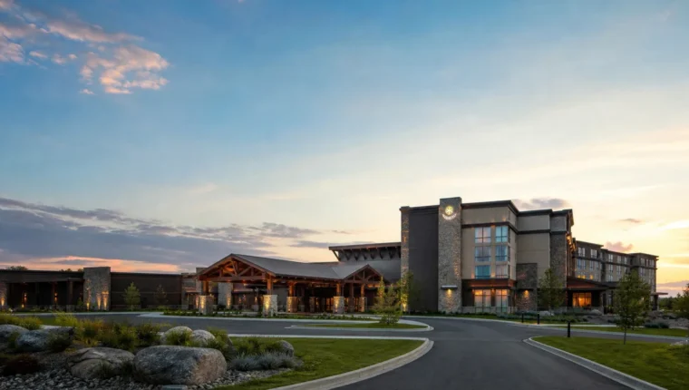 AI-generated exterior view of Turtle Creek Casino & Hotel Williamsburg, Williamsburg, Michigan.