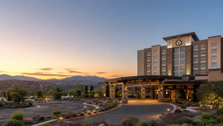 Valley View Casino & Hotel Valley Center 101 AI-generated exterior view of Valley View Casino & Hotel Valley Center, Valley Center, California.