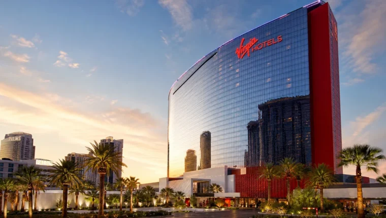 AI-generated exterior view of Virgin Hotels Las Vegas, Las Vegas, Nevada.