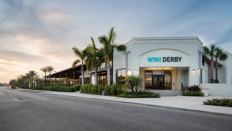 AI-generated exterior view of Win! Derby St. Petersburg, St. Petersburg, Florida.