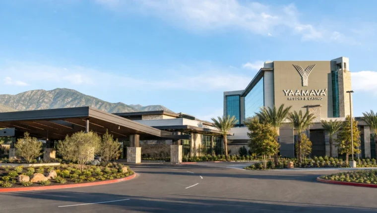 Yaamava Resort & Casino Highland 105 AI-generated exterior view of Yaamava Resort & Casino Highland, California.